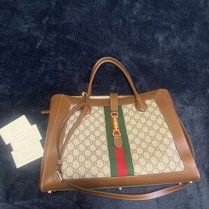 Gucci GG Supreme Monogram Web Large Jackie 1961 Tote